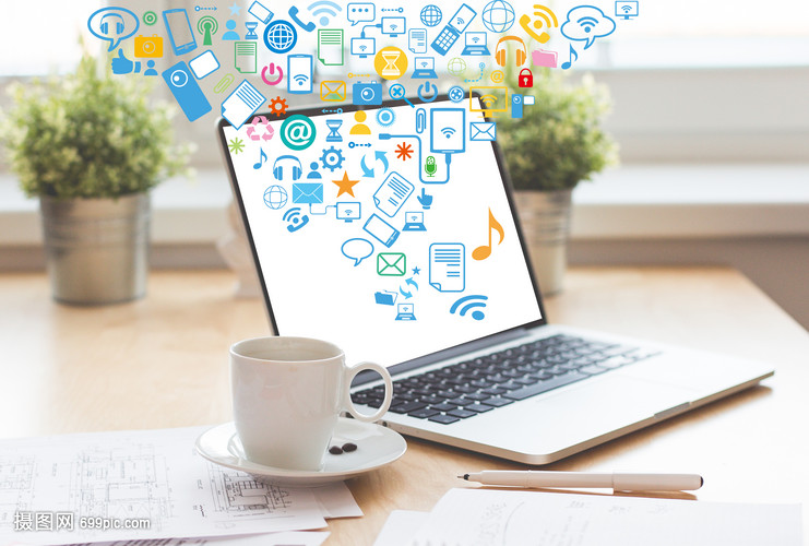 电脑办公中的商务数据图案与计算机应用